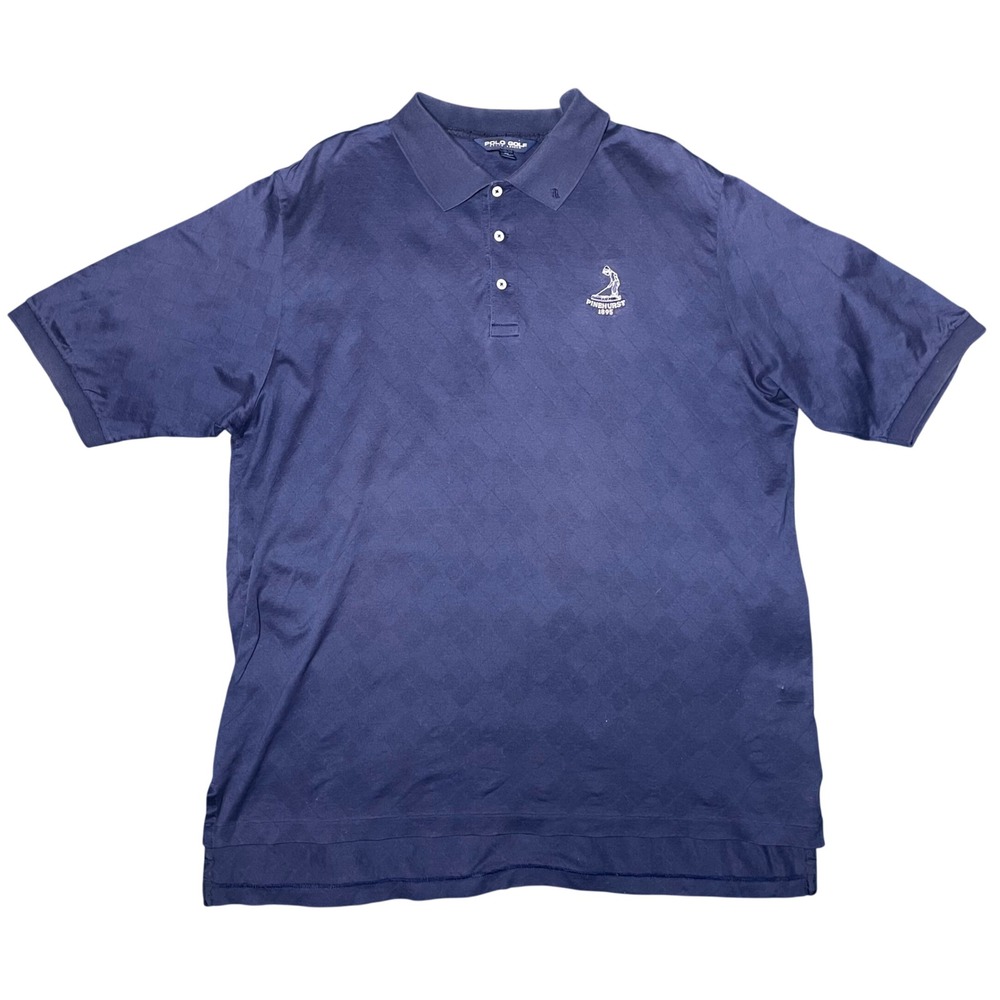 Polo Golf Ralph Lauren Shirt Mens XL Navy Blue Pima Cotton Pinehurst 1895 Logo